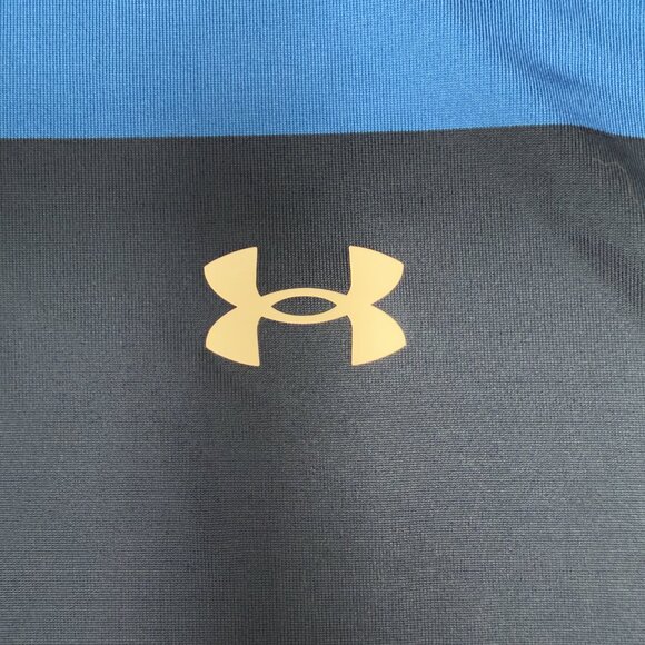 Men's UNDER ARMOUR The Playoff Polo Golf Blue Striped Loose Fit- Size XL - Picture 6 of 7